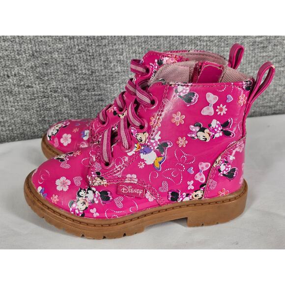 DISNEY JUNIOR GIRLS PINK MINNIE MOUSE BOOTS LACE-UP STYLE TODDLER SIZE 6 - Picture 2 of 10